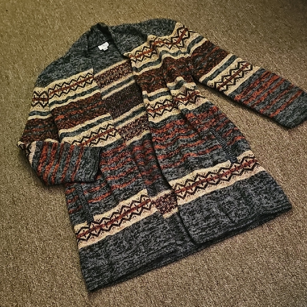 Dress Barn Multicolor Acrylic Patterned Cardigan